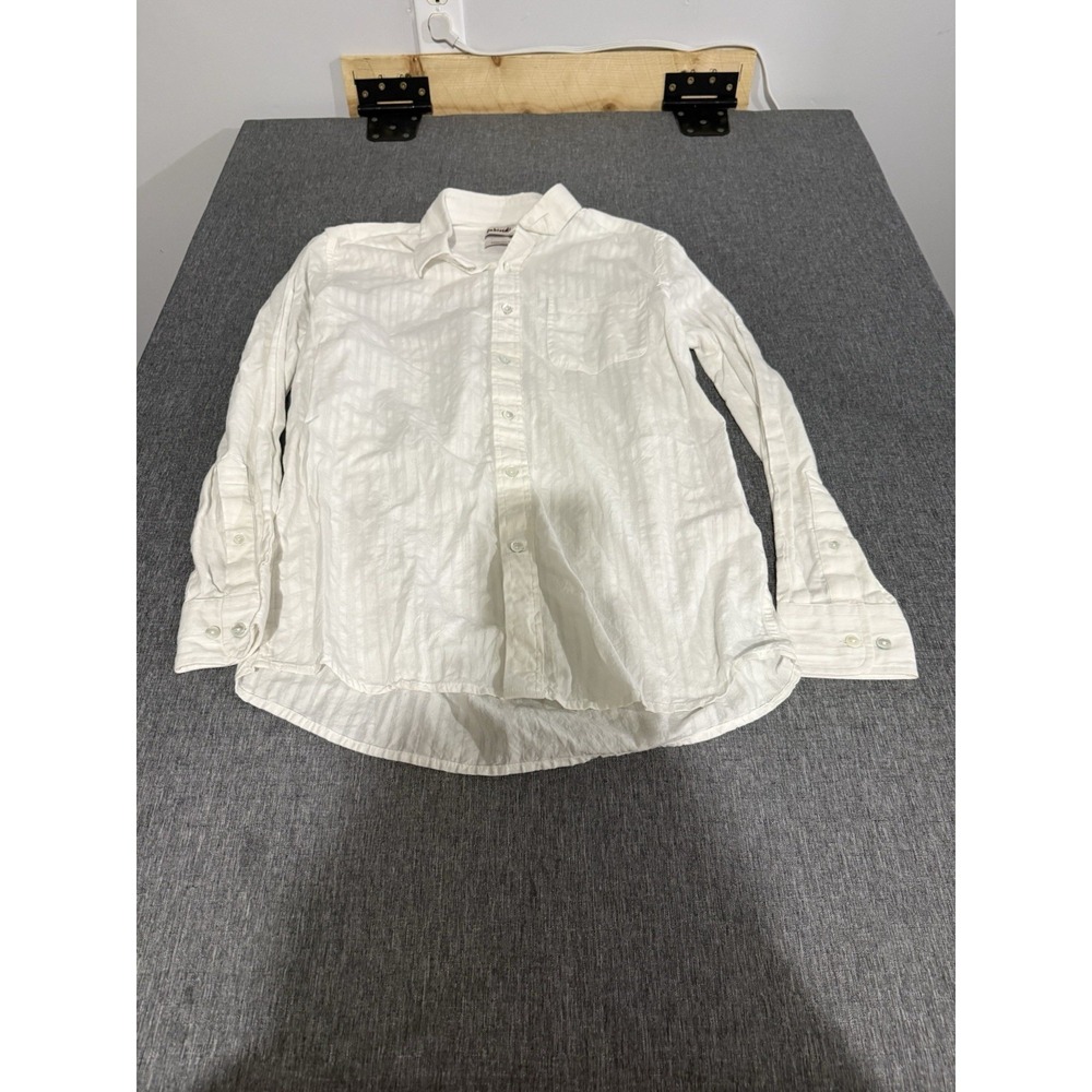 Fabindia Men's 100% Cotton White Striped Button Down Sz M 36 Beach Coastal